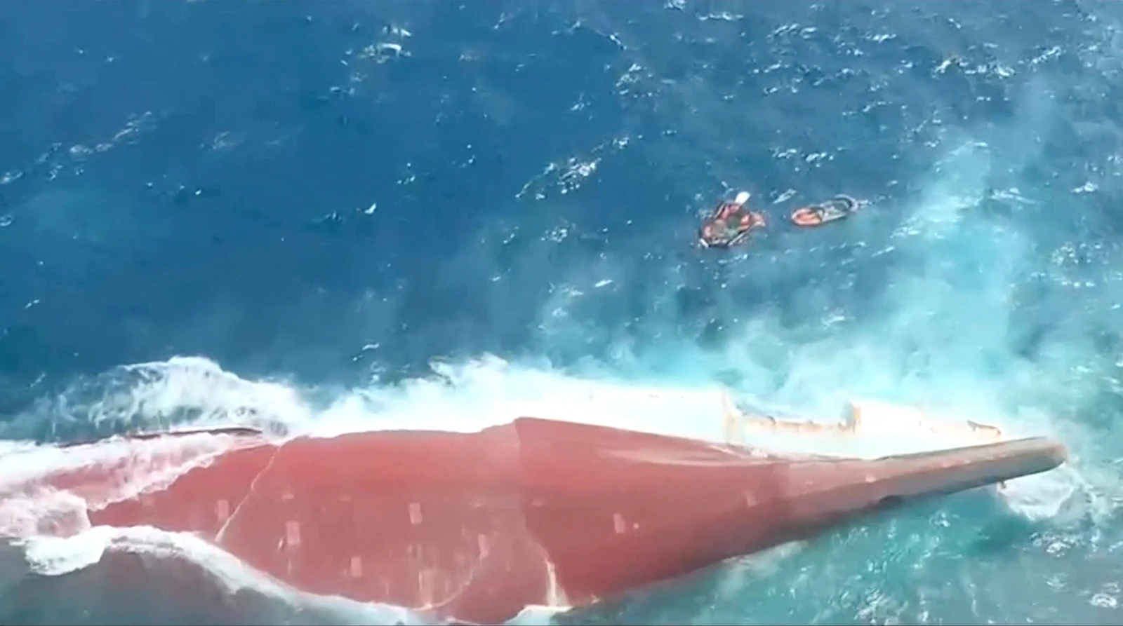 An aerial view of the Virgo Transport 8 passenger ship that capsized in Indonesia's Java sea, September 13, 2026, in this still image taken from video. BASARNAS/Handout via REUTERS THIS IMAGE HAS BEEN SUPPLIED BY A THIRD PARTY. NO RESALES. NO ARCHIVES. MANDATORY CREDIT