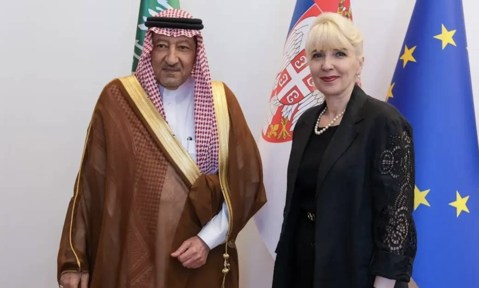 Saudi Deputy Foreign Minister during his meeting with Serbian Minister of Internal and External Trade Jagoda Lazarević (X/@KSAMOFA)