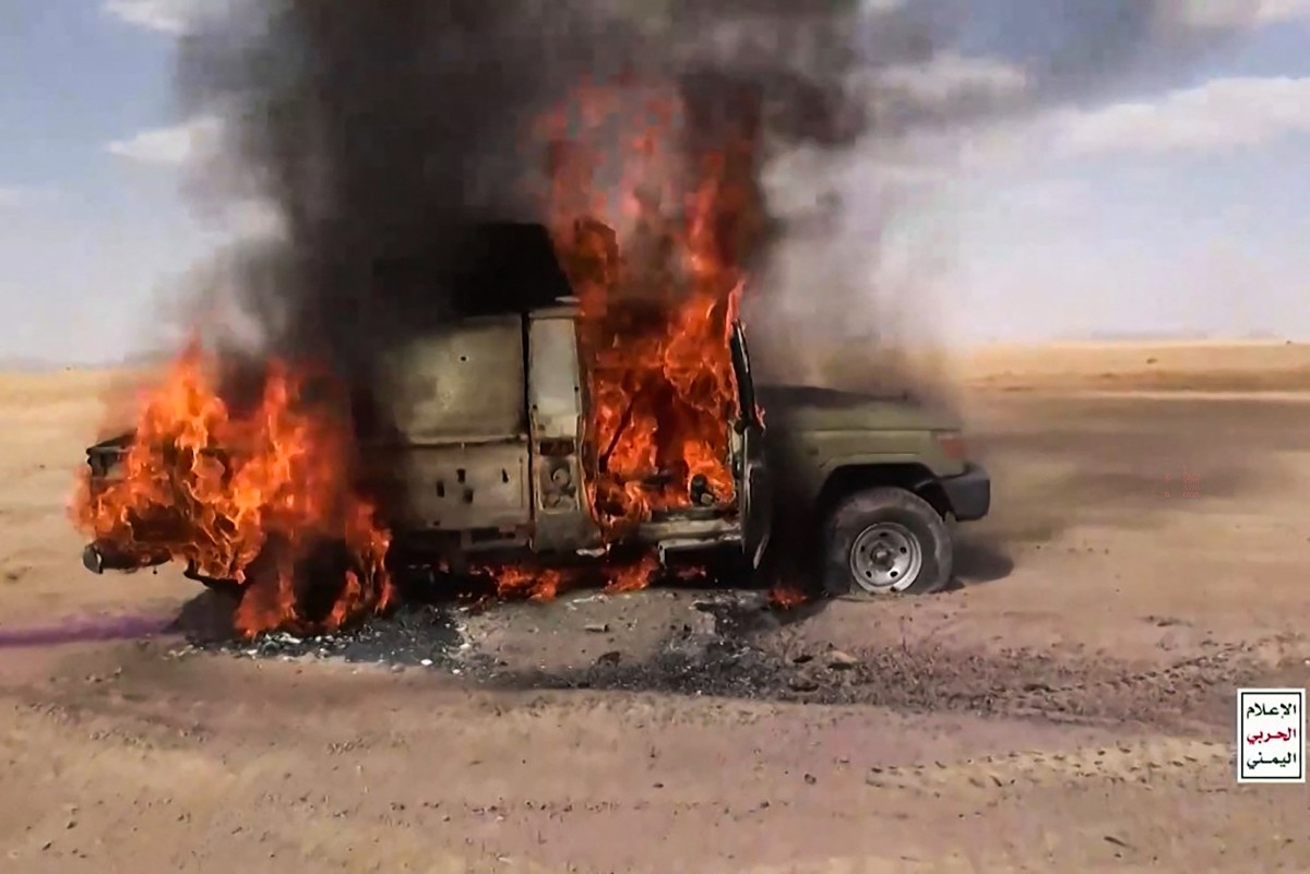 This screen grab taken from undated video footage released on September 9, 2026 by Ansarullah Media Centre shows what the Houthi authorities said are attacks on Coalition forces in Jawf province's frontlines. AFP/File