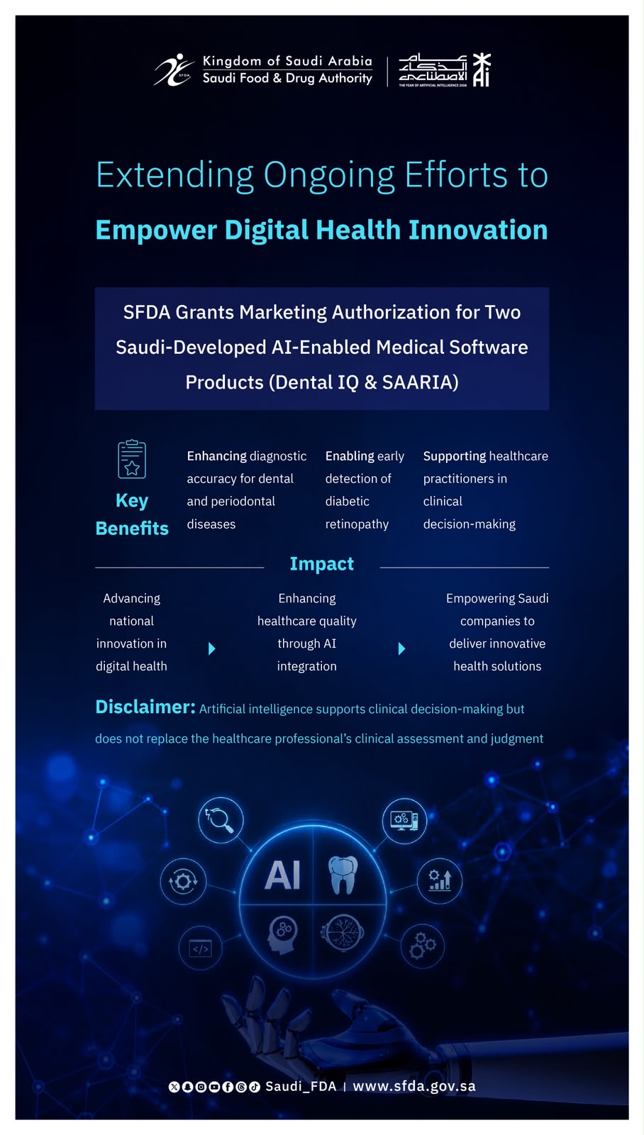 SFDA approves Saudi-developed AI-enabled medical software for dental and ophthalmic diagnosis