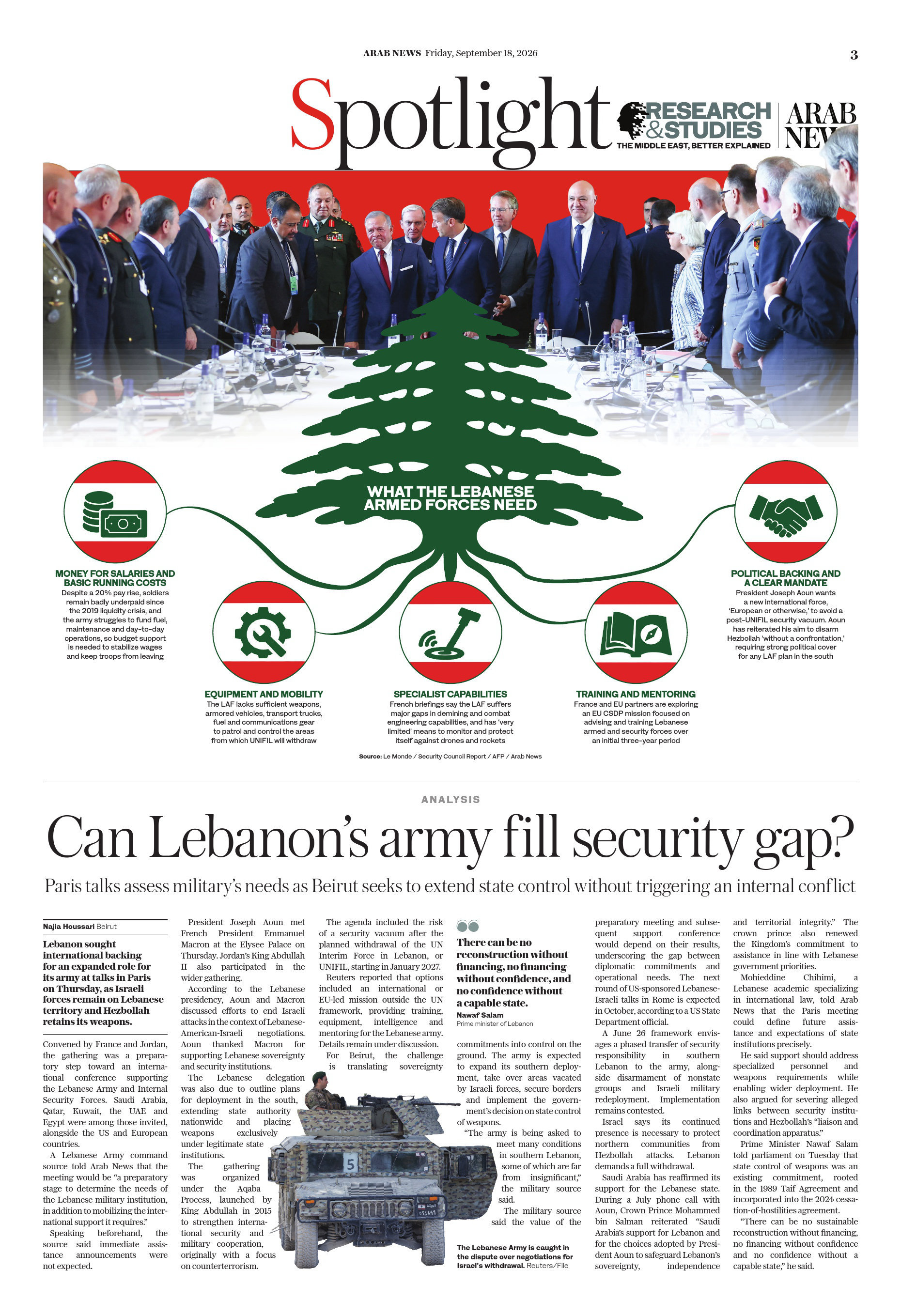 Lebanon seeks international support for its armed forces during a conference in Paris, where discussions focus on military needs as the country aims to enhance state control over security amidst regional challenges.