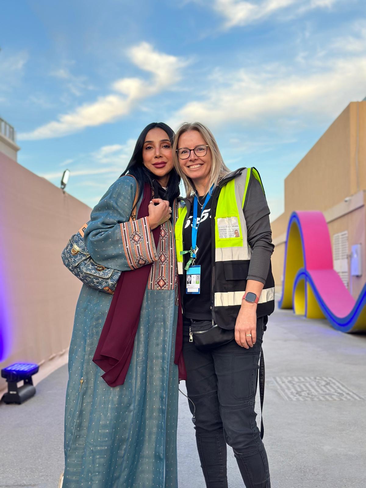 Cindy Van Pollaert and Nouf Almulaik. (Supplied by Cindy Van Pollaert)