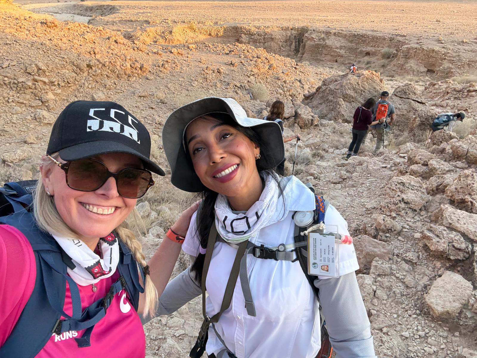Cindy Van Pollaert hiking with Nouf Almulaik. (Supplied by Cindy Van Pollaert)