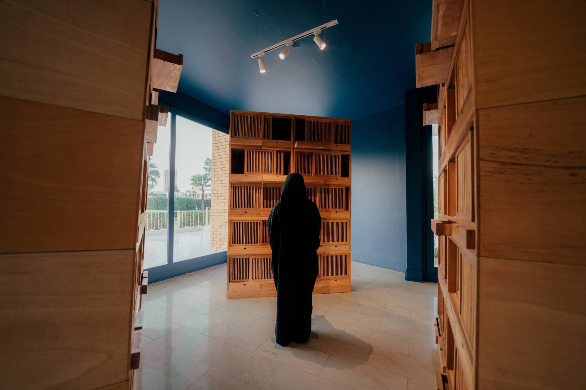 The Misk Art Institute has launched its exhibition “Along the Way” at the Prince Faisal bin Fahd Arts Hall in Riyadh. (Asharq Al-Awsat)