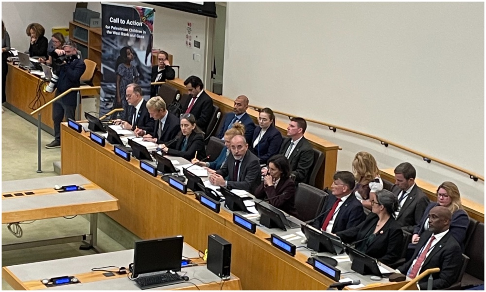 The Belgian mission at the UN called the event to discuss urgent actions to protect Palestinian children in the West Bank and Gaza Strip. (AN Photo / Mustafa Abu Sneineh)
