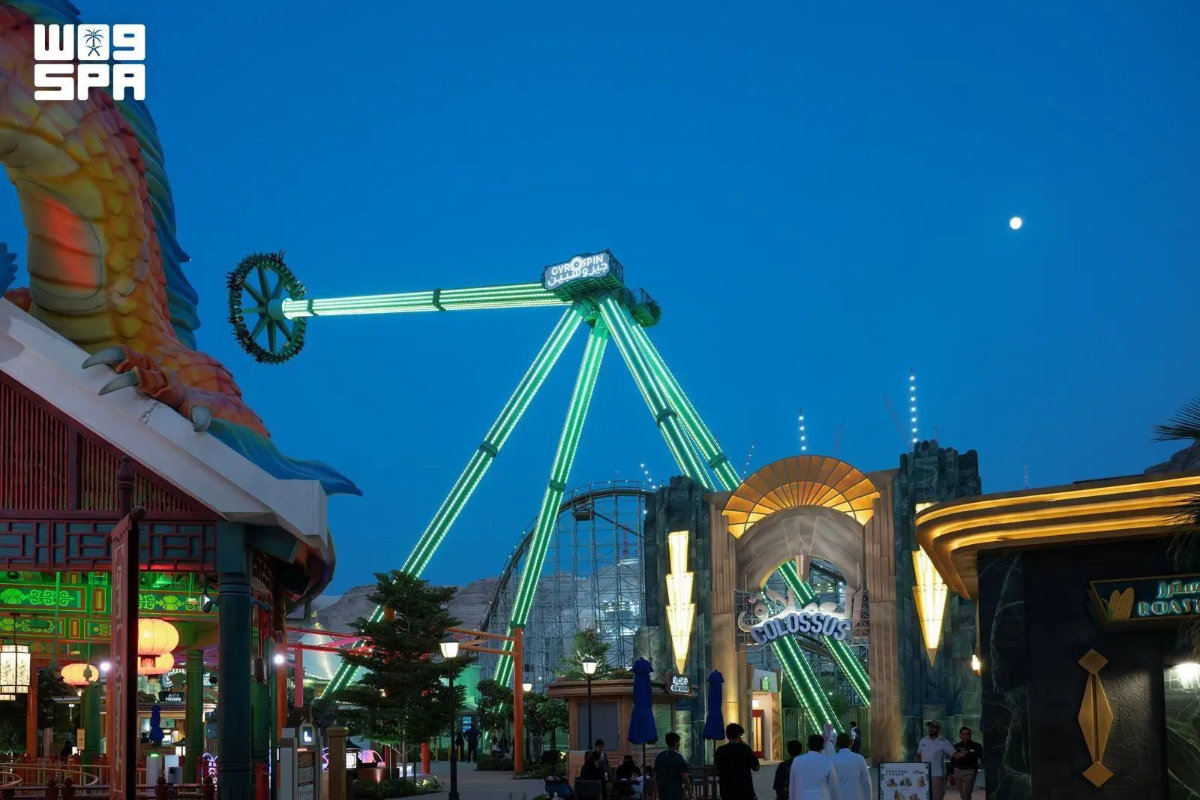 Qiddiya City held its first National Day celebrations since opening to the public, with entertainment, cultural and interactive events at Six Flags Qiddiya City and Aquarabia. (SPA)