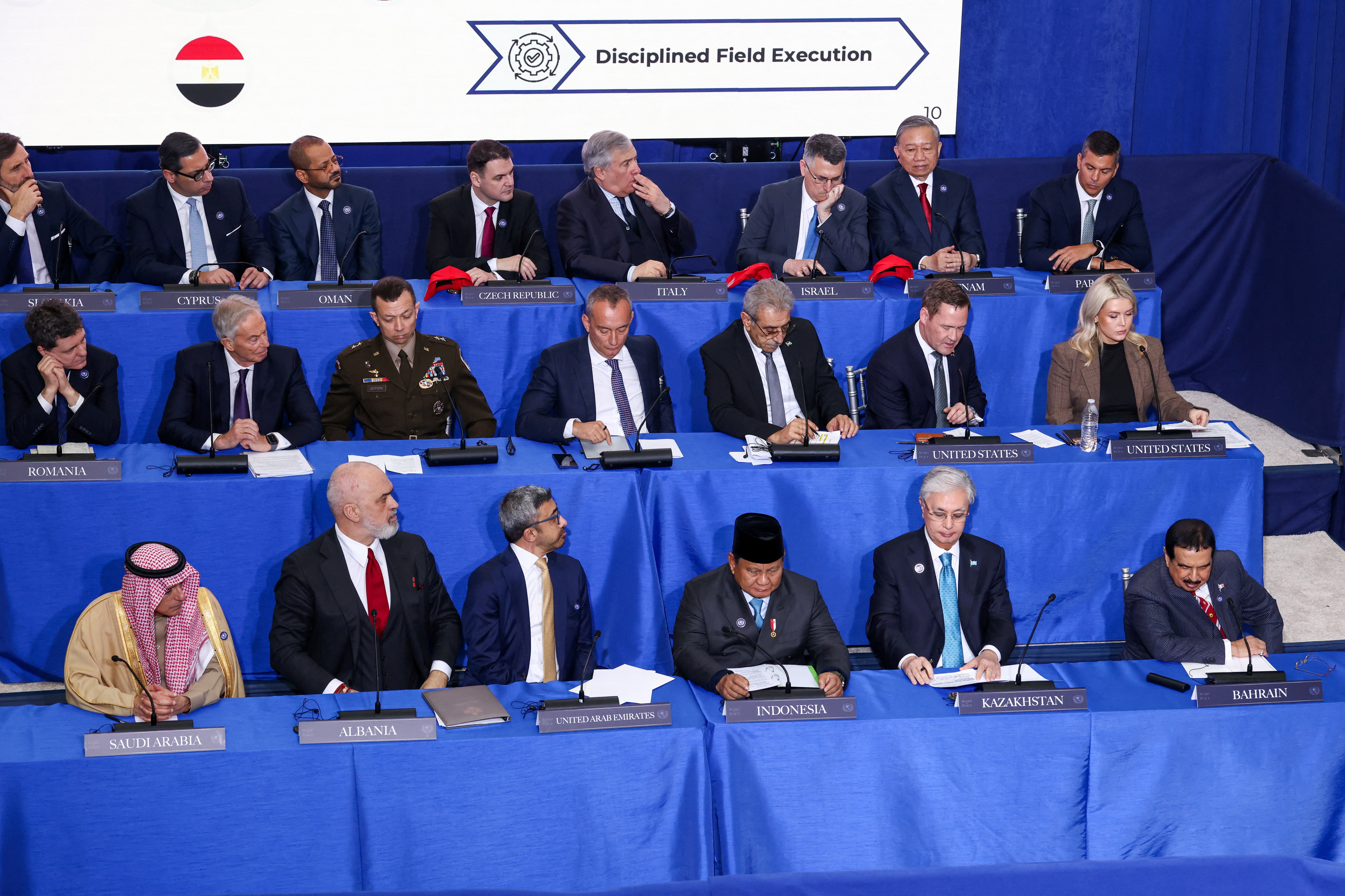 Board of Peace members attended the inaugural meeting at the US Institute of Peace earlier this year. Reuters file