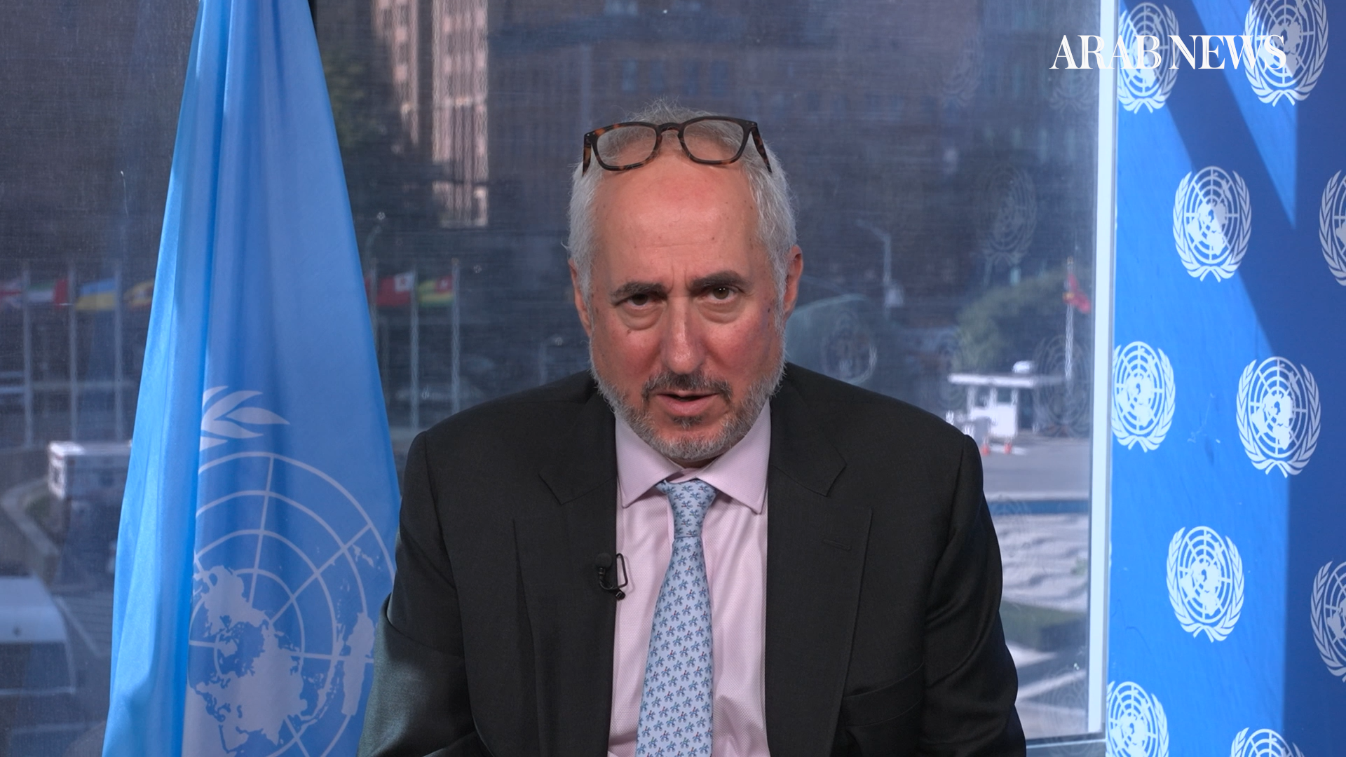 Dujarric spoke of the difficulty of delivering briefings about people facing famine and subjected to bombardment AN photo