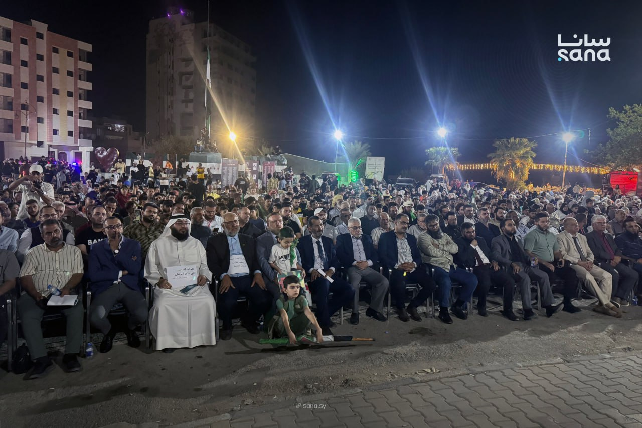 Syrians attend an event in Deir Ezzor to commemorate victims of the massacre in al-Joura and al-Qusour neighborhoods on Sept. 25, 2026. (SANA photo)