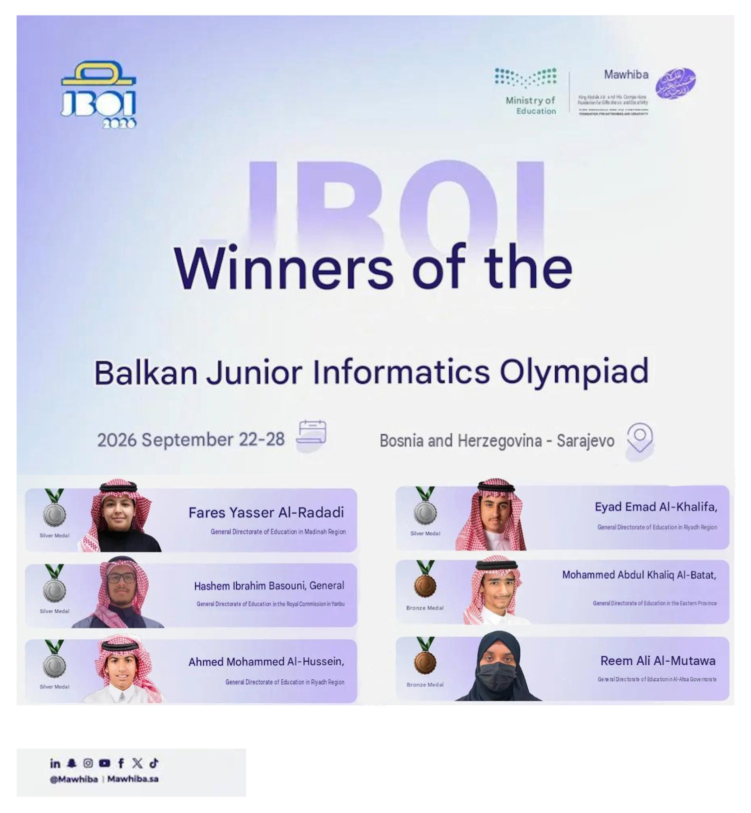Saudi team wins six medals at Junior Balkan Olympiad in Informatics