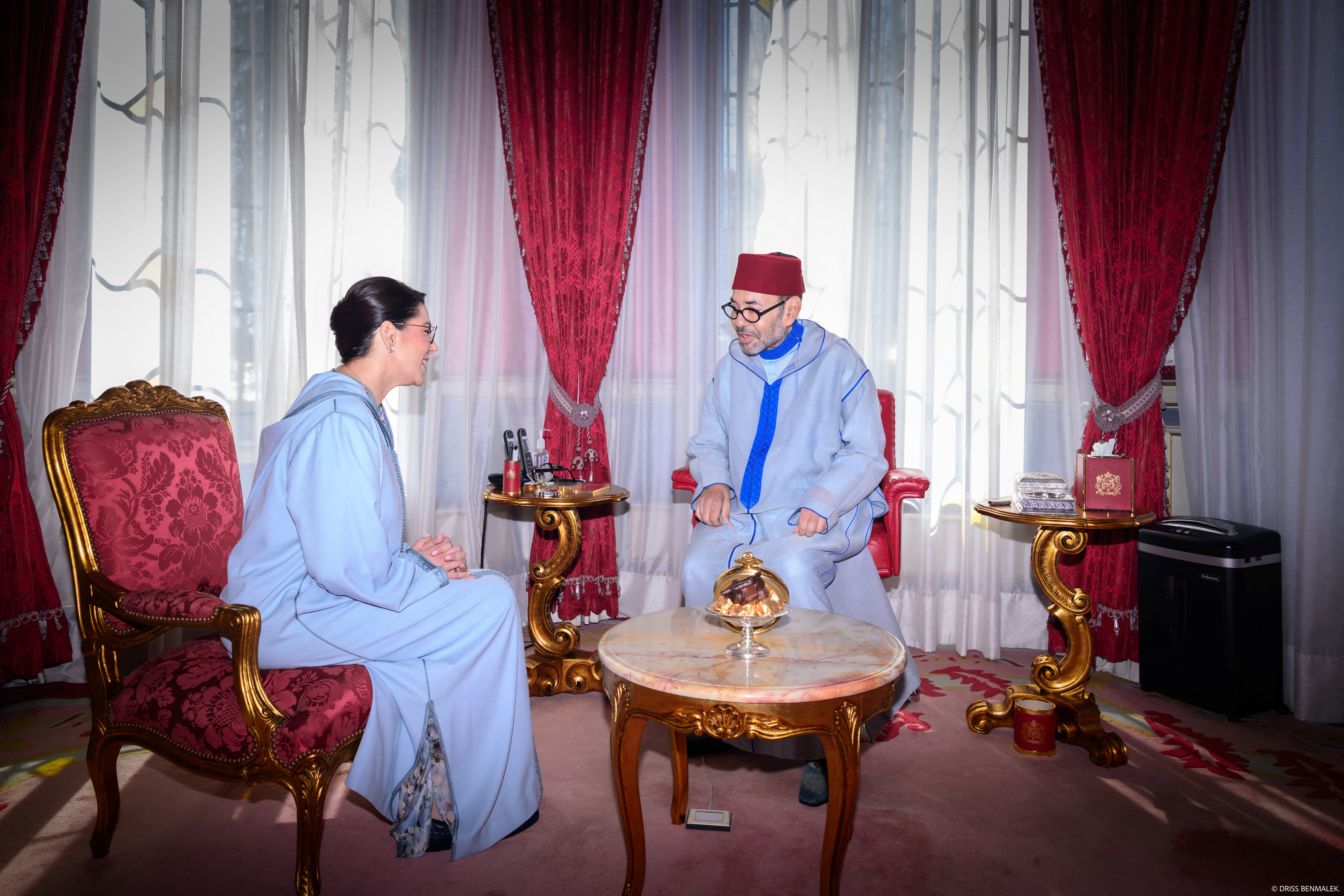 Morocco's King Mohammed VI receives Fatima Ezzahra El Mansouri, who was appointed Morocco's first woman prime minister, at the Royal Palace in Rabat, Morocco, Sept. 29, 2026. (Reuters)