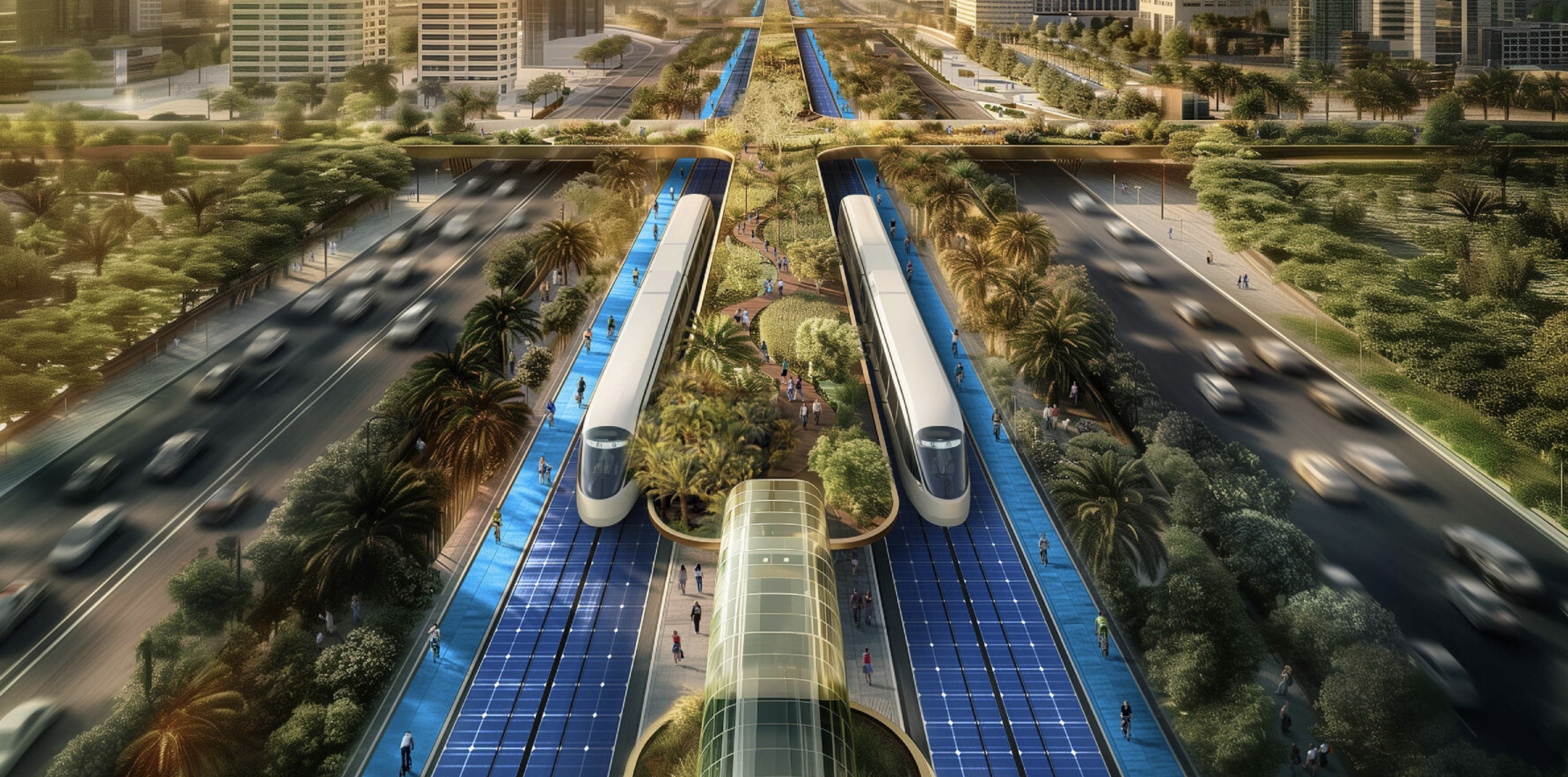 A rendering of the Dubai Green Spine. (URB)