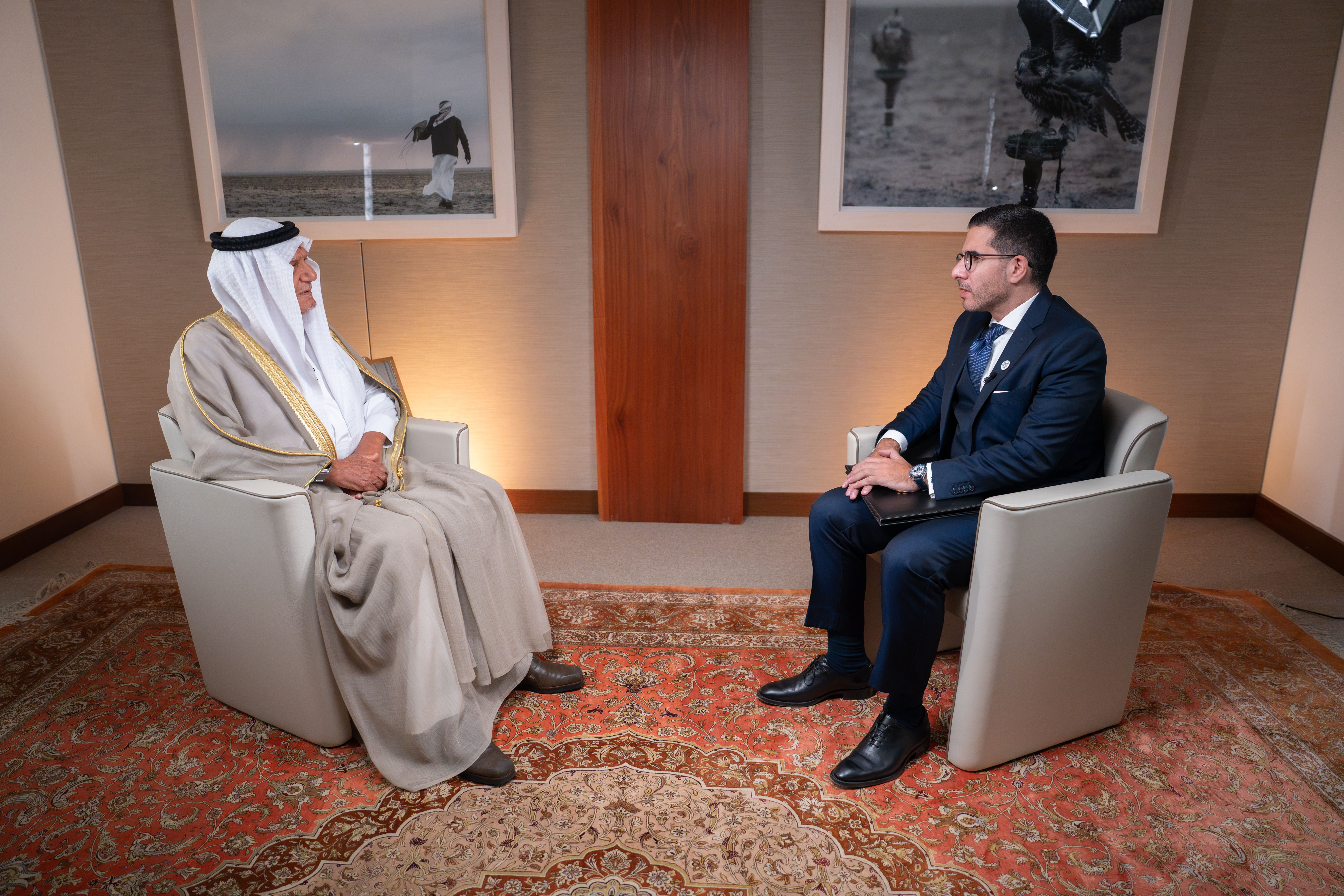 Prince Turki Al-Faisal speaks with Arab News Editor-in-Chief Faisal J. Abbas during the inaugural episode of “Arab Views.” AN photo