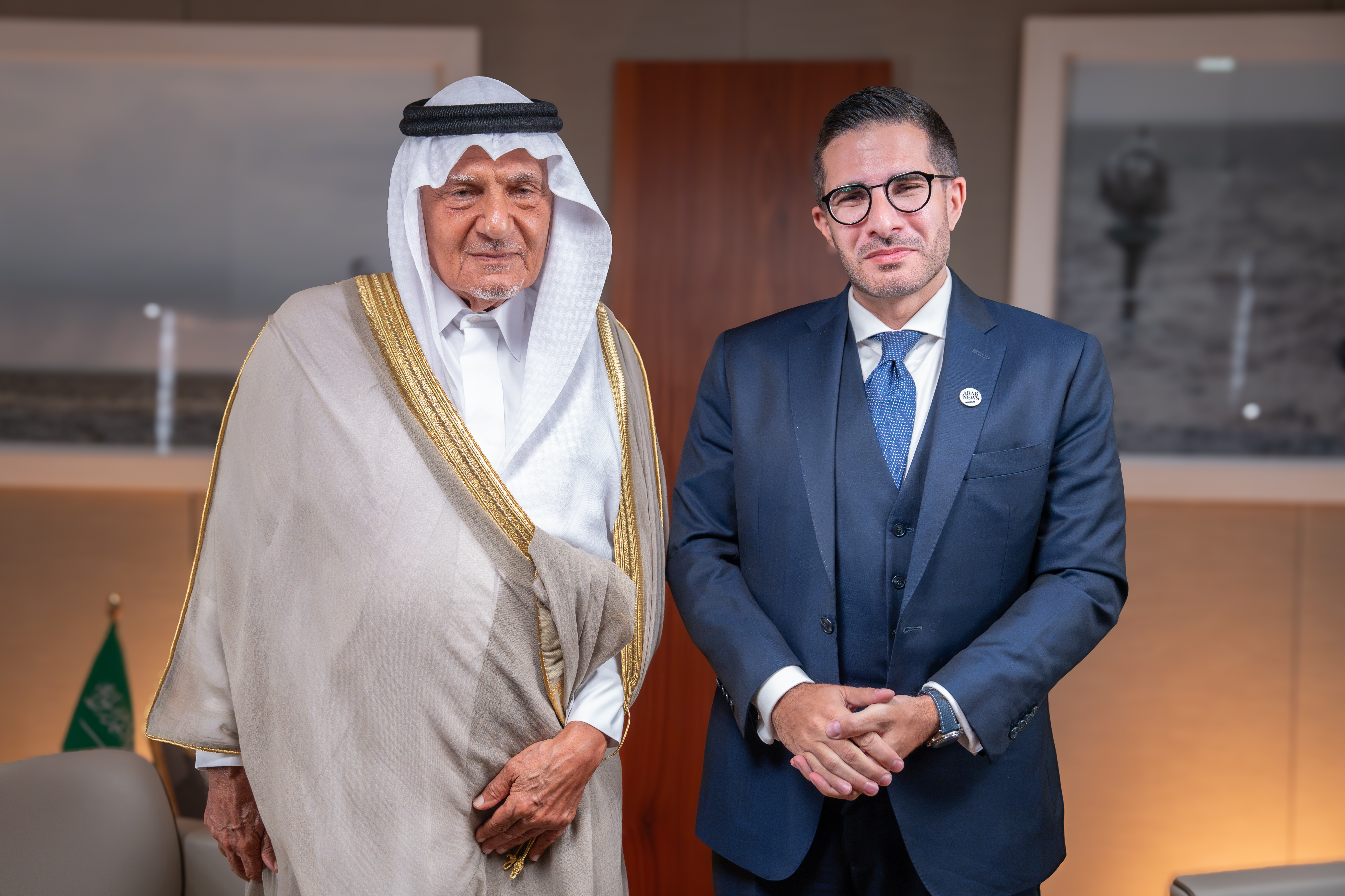 Prince Turki and Faisal J. Abbas discuss Iran, Yemen and the future of Gulf security in the first episode of “Arab Views.” AN photo