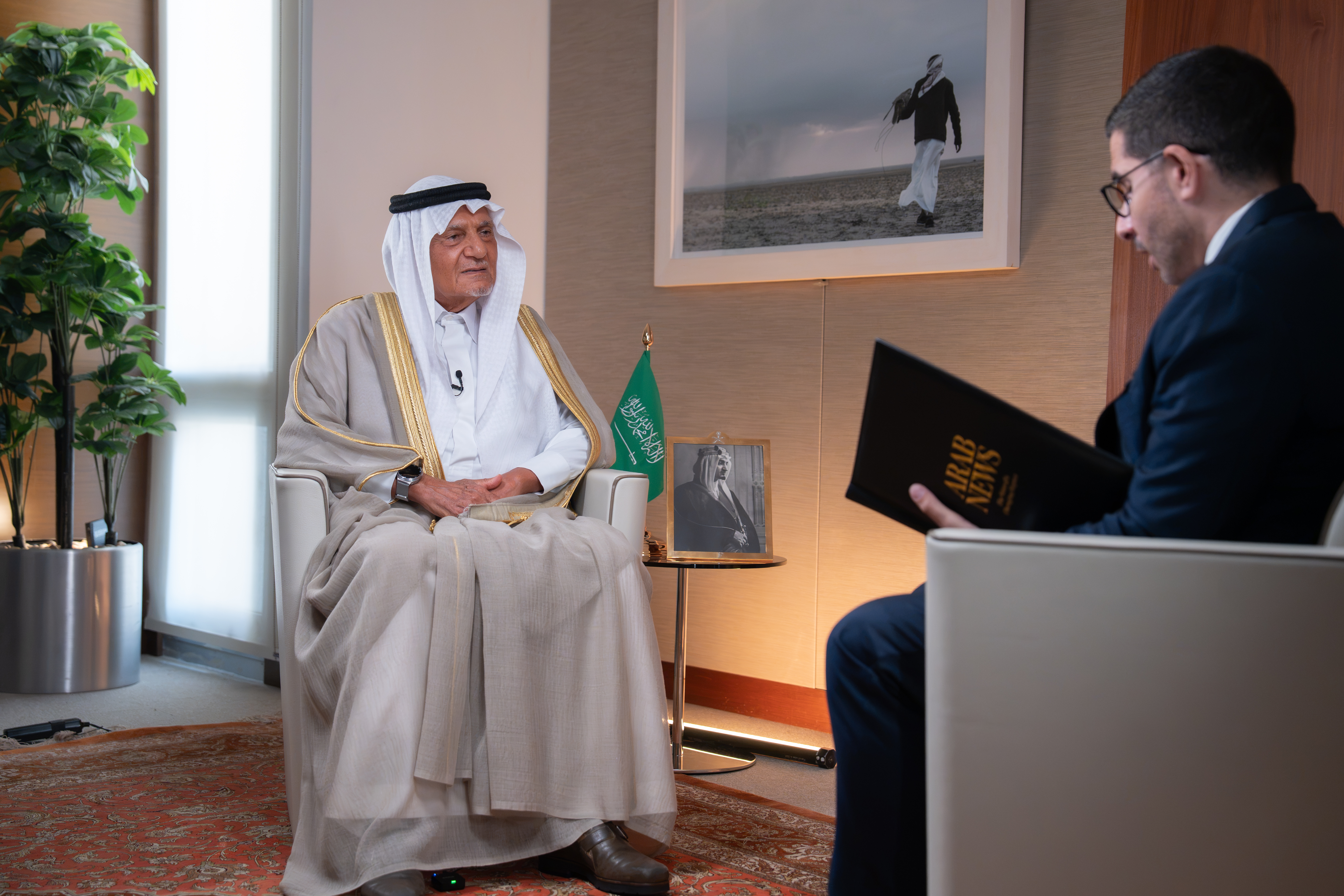 Prince Turki Al-Faisal discusses Saudi Arabia’s evolving security policy with Arab News Editor-in-Chief Faisal J. Abbas. AN photo
