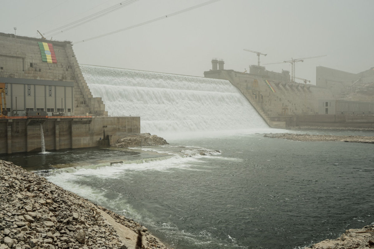 A general view of the Grand Ethiopian Renaissance Dam in Guba, Ethiopia, February 20, 2022. (AFP)