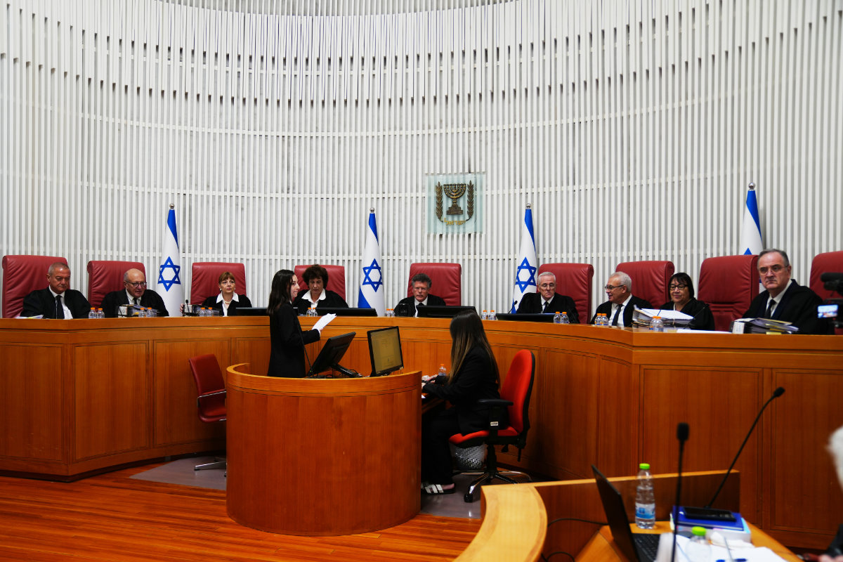 Israel's Supreme Court holds a hearing session on the electoral eligibility of nationalist Balad party leader Sami Abu Shehadeh and two leading Arab parties, in Jerusalem, on Oct. 1, 2026. (AP Photo)