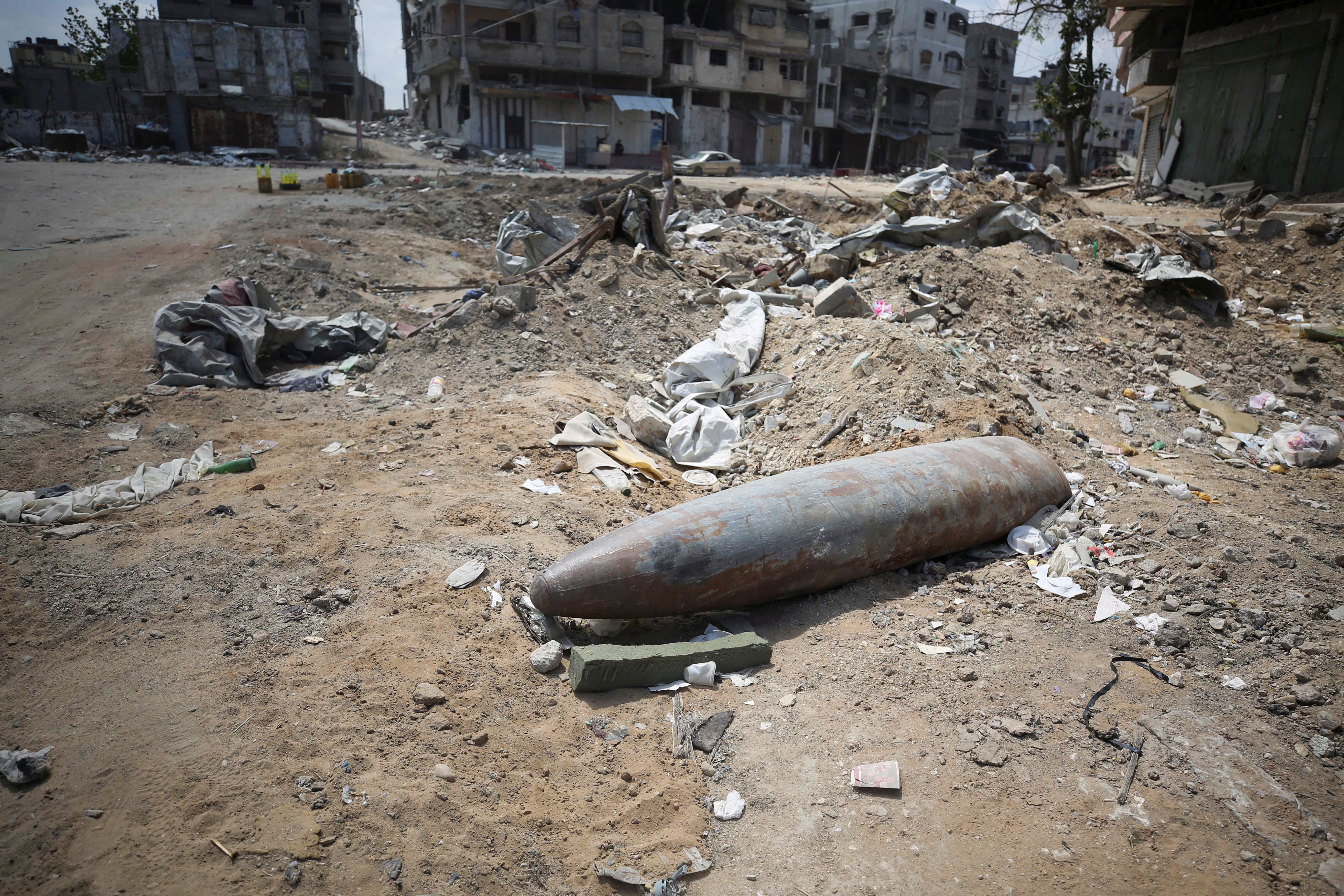Unexploded ordnance lies among the debris in Gaza, posing a continuing danger to civilians and clearance teams. (Reuters)