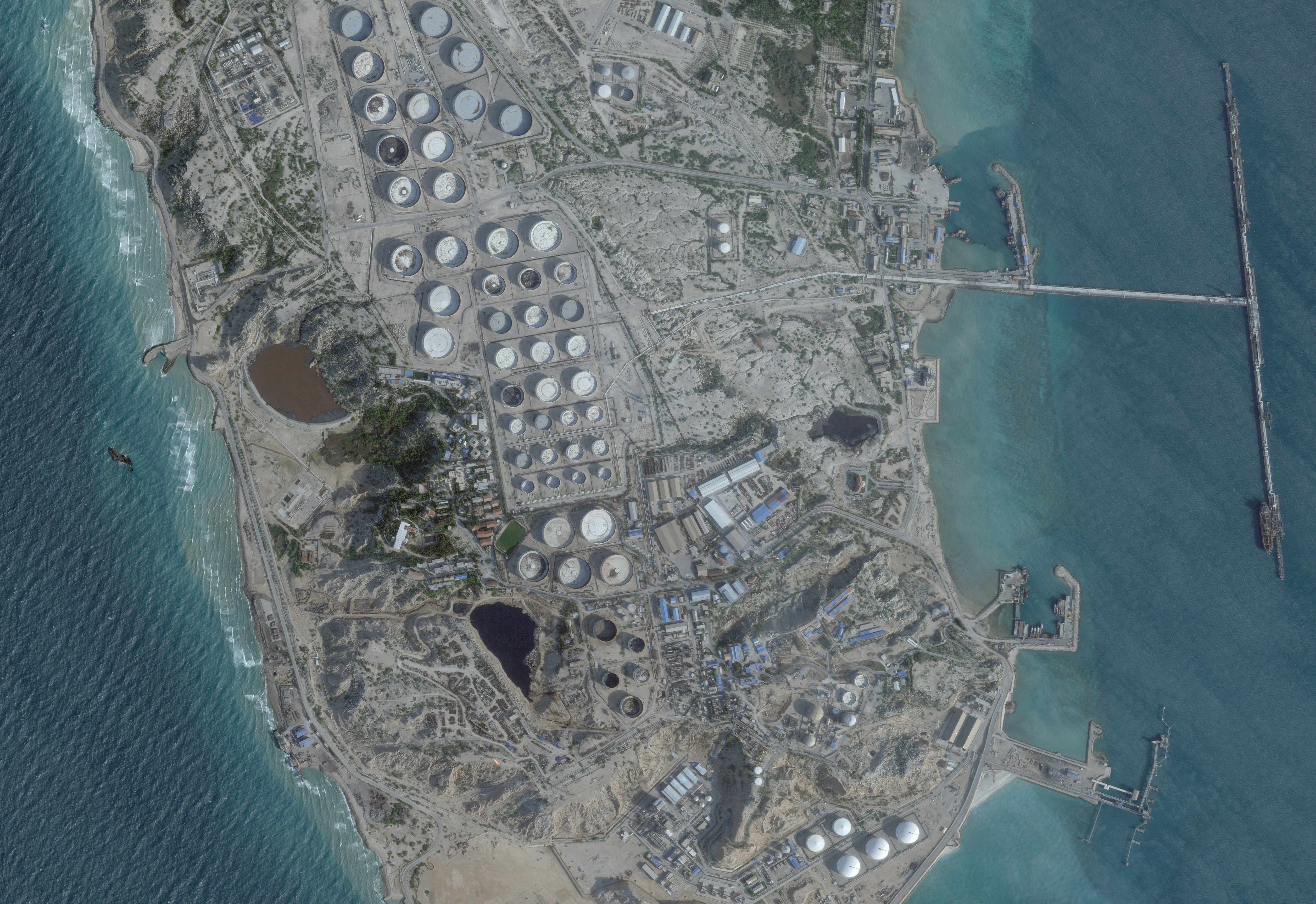 A satellite image shows an oil terminal at Kharg Island, Iran, February 25, 2026. (2026 Planet Labs PBC/Handout via REUTERS/File)
