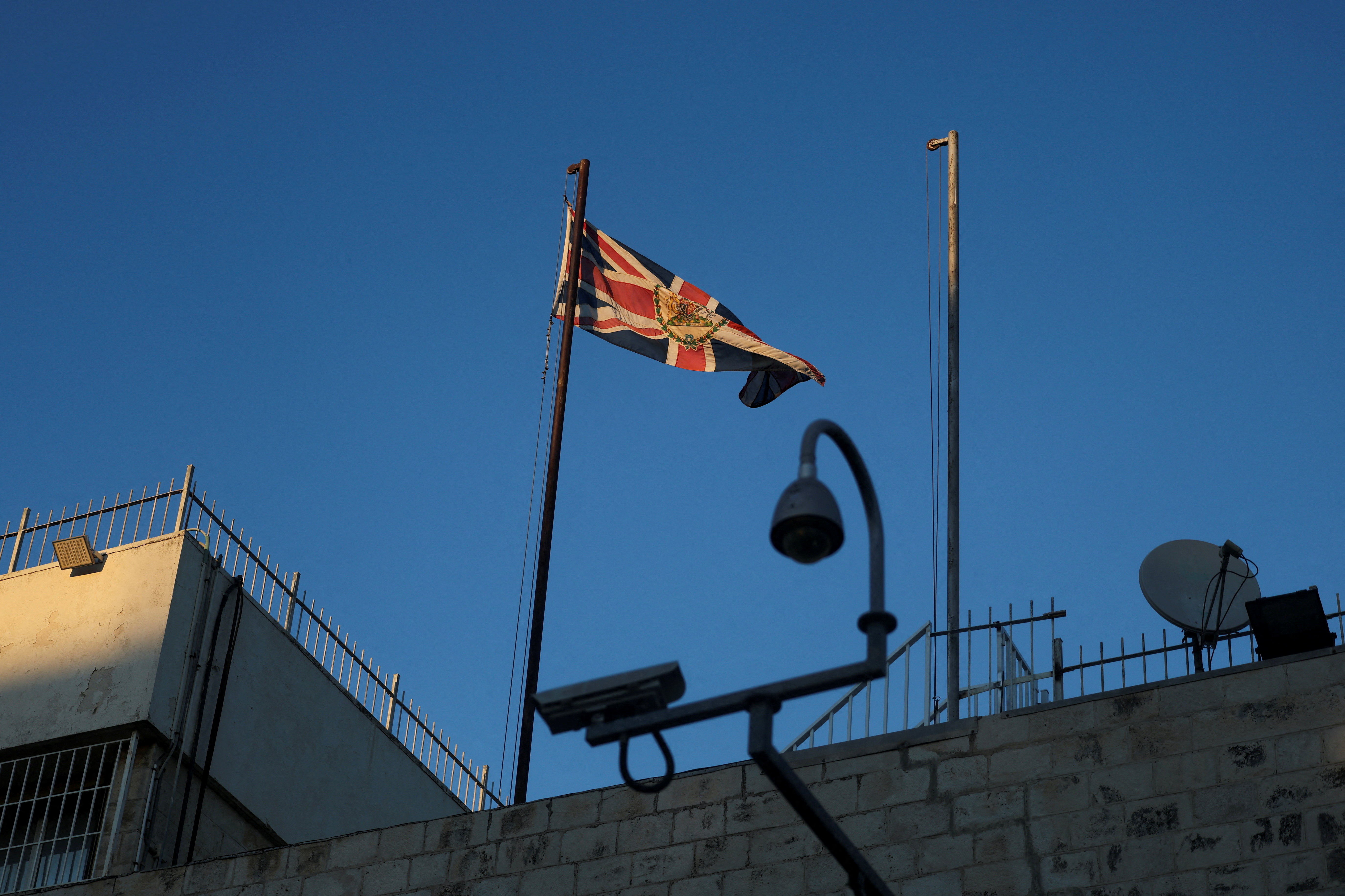A flag flies at the British Consulate in East Jerusalem, Sept. 9, 2026. (Reuters)