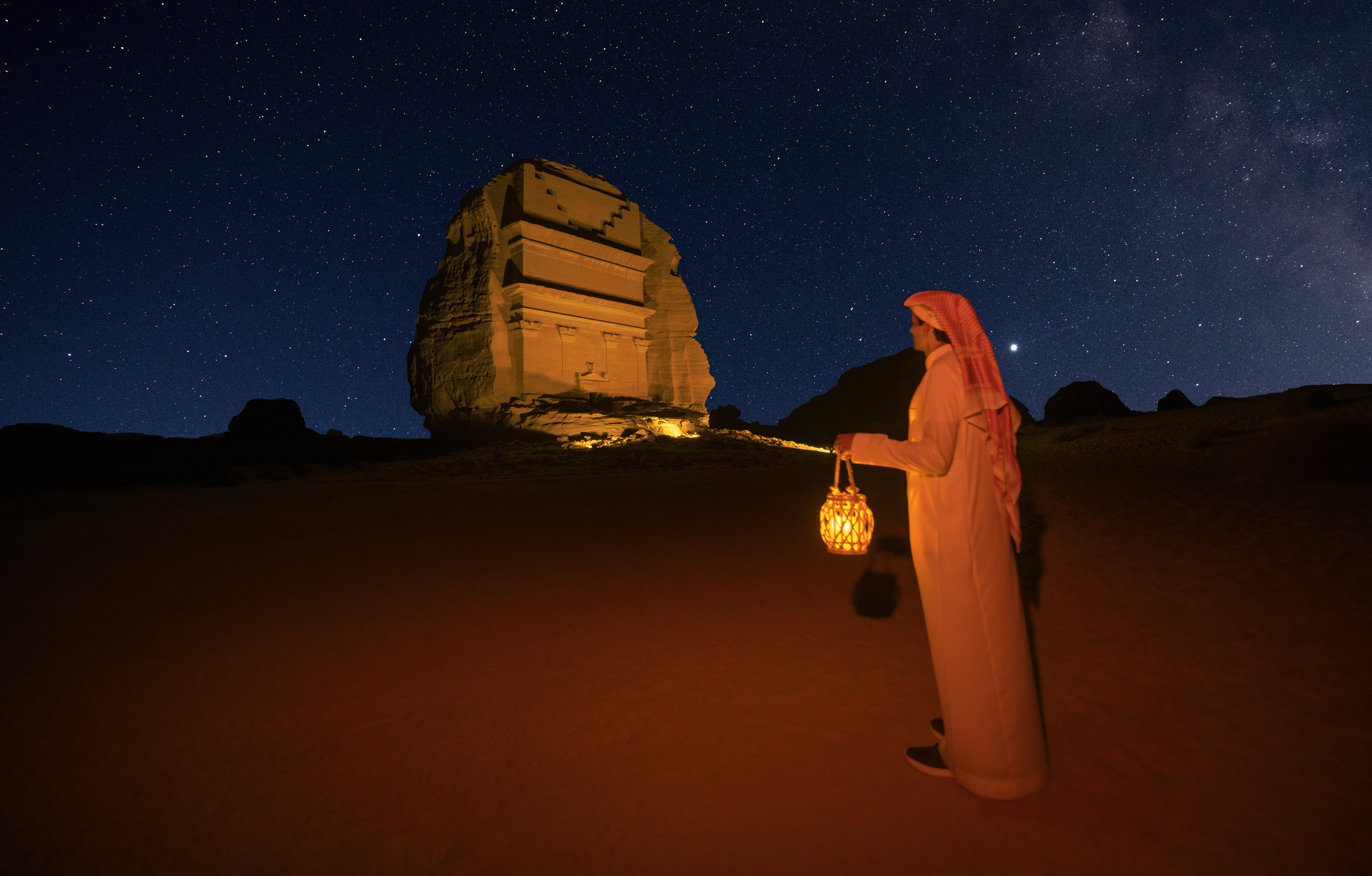 A night tour of Hegra, Abdulmajeed Albalawi. (Supplied)