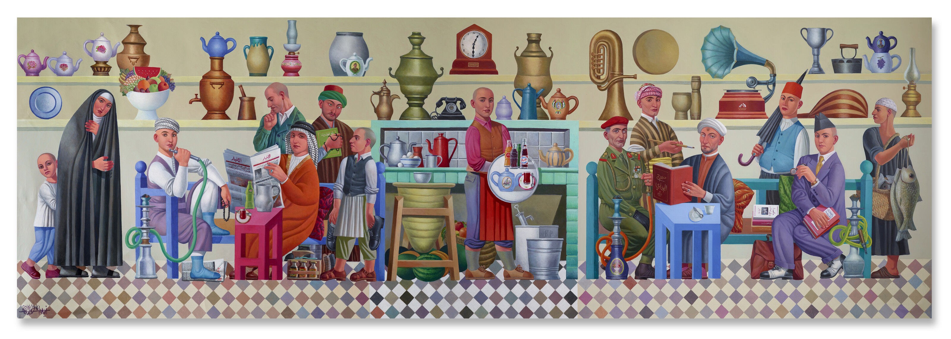 Iraqi artist Faisel Laibi Sahi’s “Baghdad Cafe (The Coffee Shop).” (Supplied)