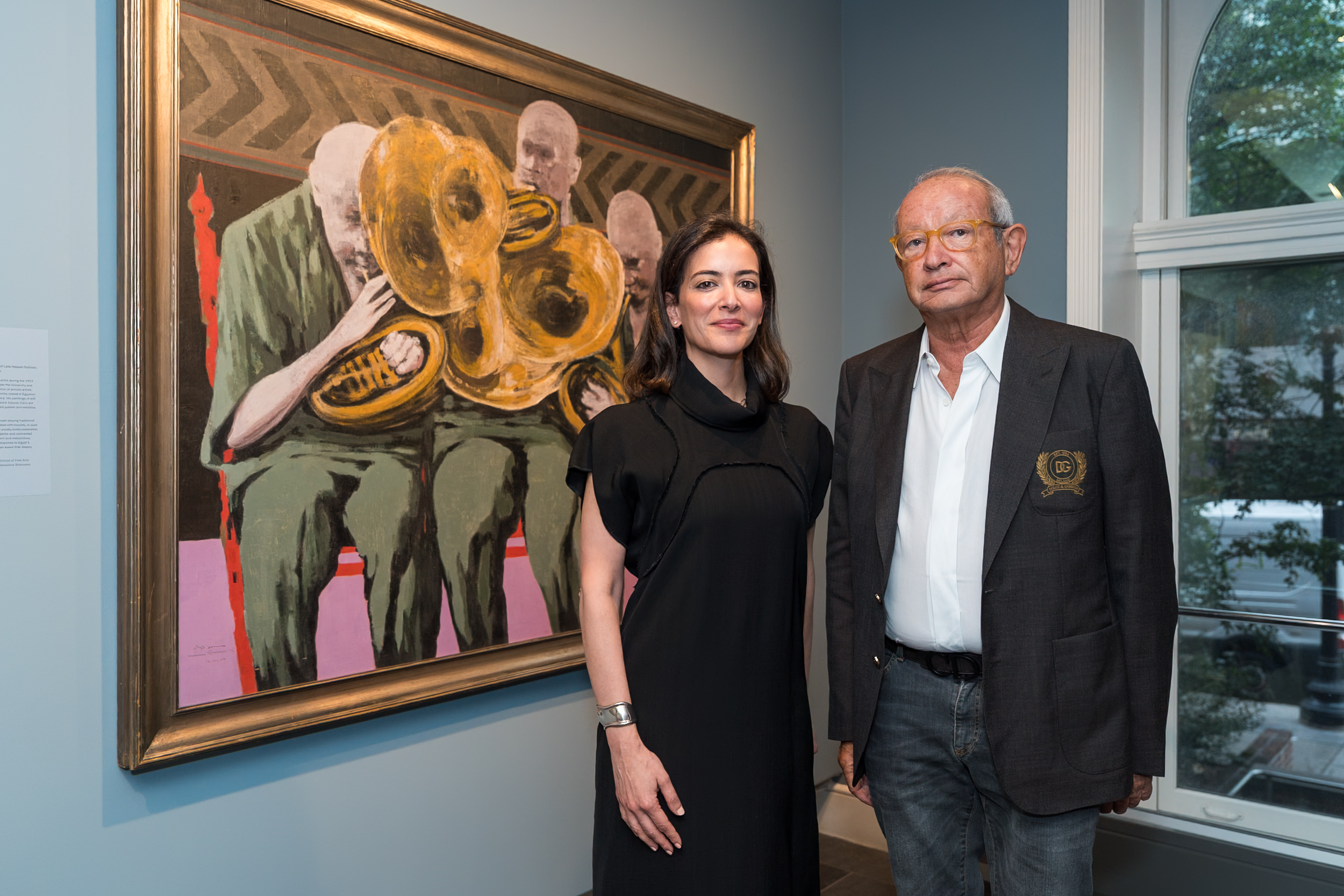 (L-R): Egyptian-American art professional Heba El-Kayal and Egyptian businessman and art collector Naguib Sawiris. (Supplied)