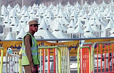 Pilgrims Stream Into Tent City