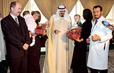 Abdullah Greets Separated Polish Twins