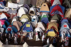 Tents Offer Hint of Pilgrims’ Status