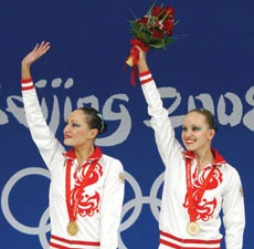 Russian duo repeats in synchro swimming
