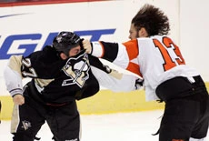 Penguins zap Flyers in fight-marred game