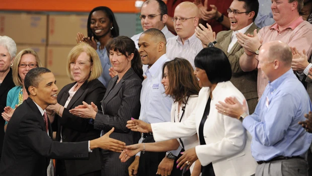 Obama welcomes jobs report as rare good news