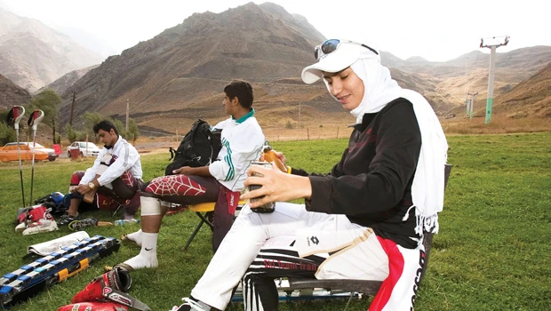 Iran's first lady of skiing trains on grass