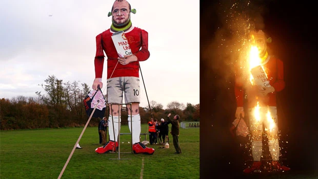 Rooney burned in effigy in southern England town