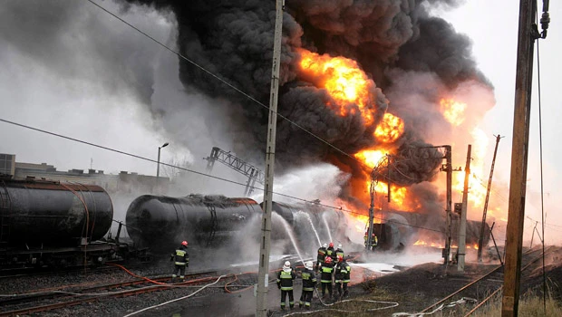 Trains crash in Poland, leading to explosion