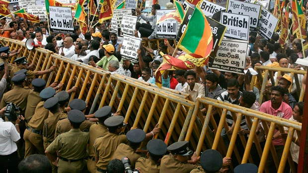 Sri Lankan minister leads protest at UK Embassy