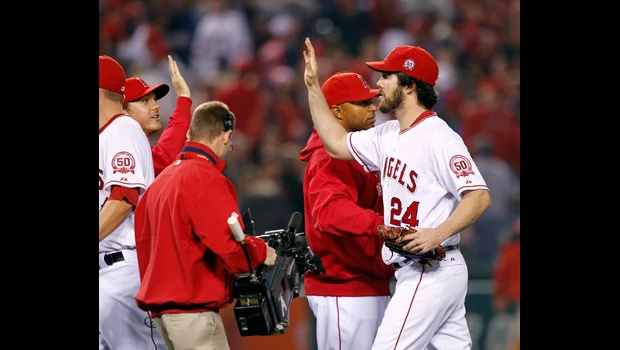 Angels burst Indians bubble on Haren one-hitter
