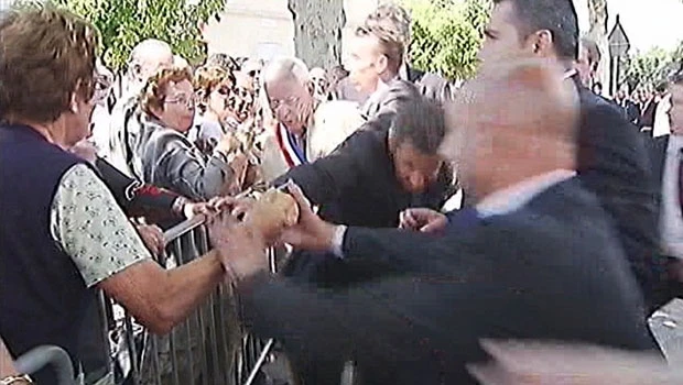 Sarkozy almost brought down by angry Frenchman