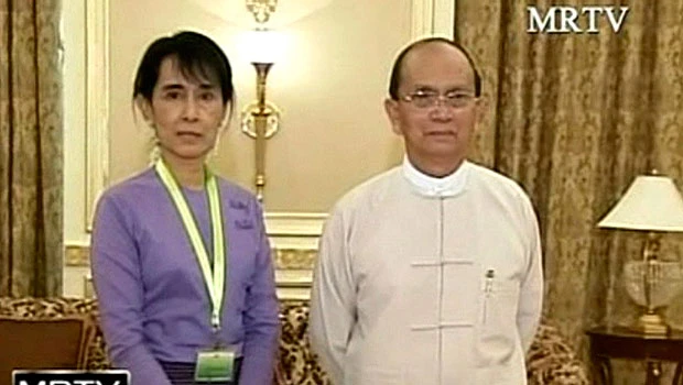 Myanmar’s Suu Kyi meets with new president