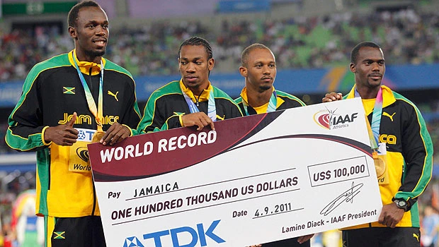 Amazing Bolt fires Jamaica to world record