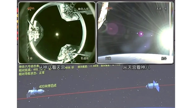 China completes first space docking test