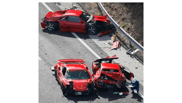 Fleet of Ferraris ruined in Japan sportscar pileup