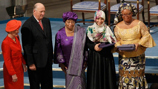 3 women accept Nobel Peace Prize