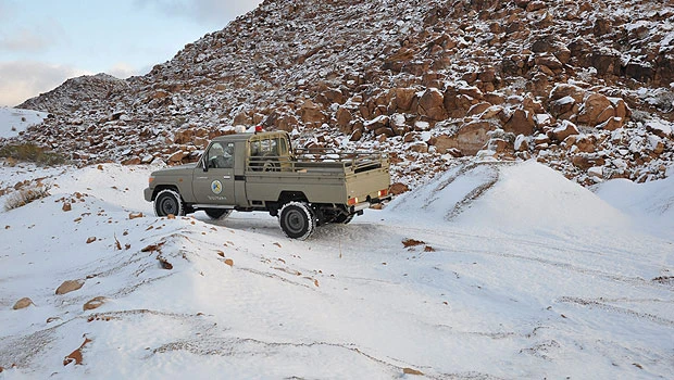Tabuk cleaning up after heavy snowfall and rain