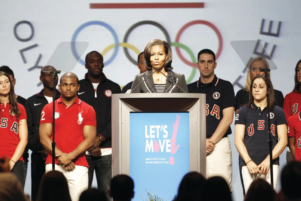 Michelle Obama gets US athletes and kids moving