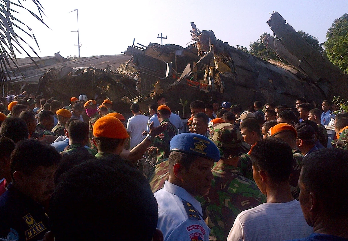 Indonesia military plane crashes into homes; 6 die