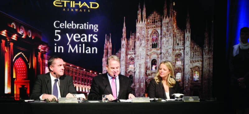 Etihad Airways building
on Milan trade gains