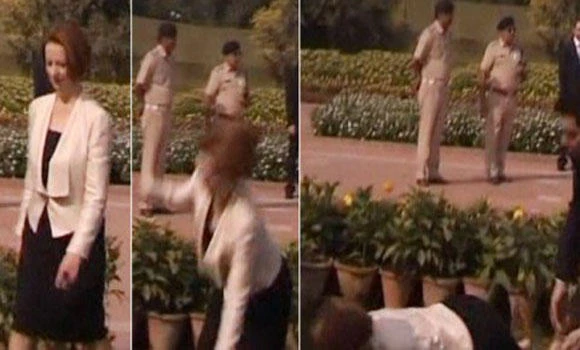 Australian PM falls head over heels in New Delhi