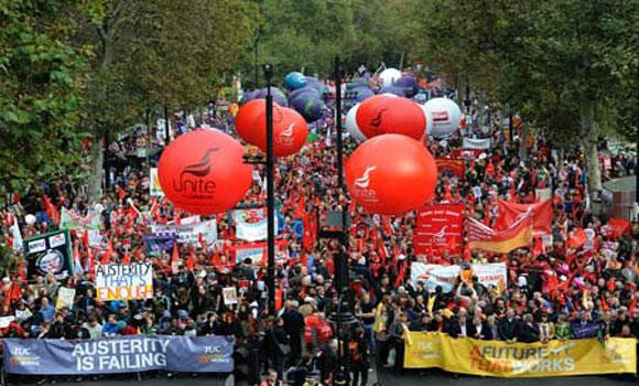 London protesters bash Britain's austerity drive